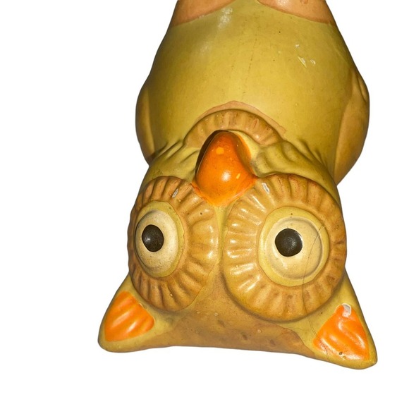 Vintage Ceramic Glazed Owl Coin Piggy Bank 5" Tall w/out Stopper Mid Century - Picture 2 of 4